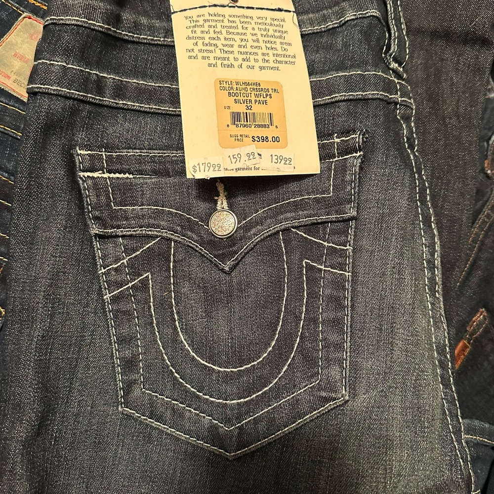 True Religion Women's Dark Blue Boot Cut Jeans - early 2000s NWT